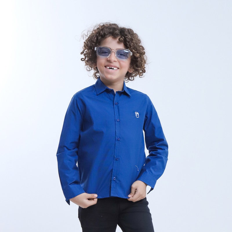 BEBO Plain long-sleeved boys' shirt_Blue - Image 1